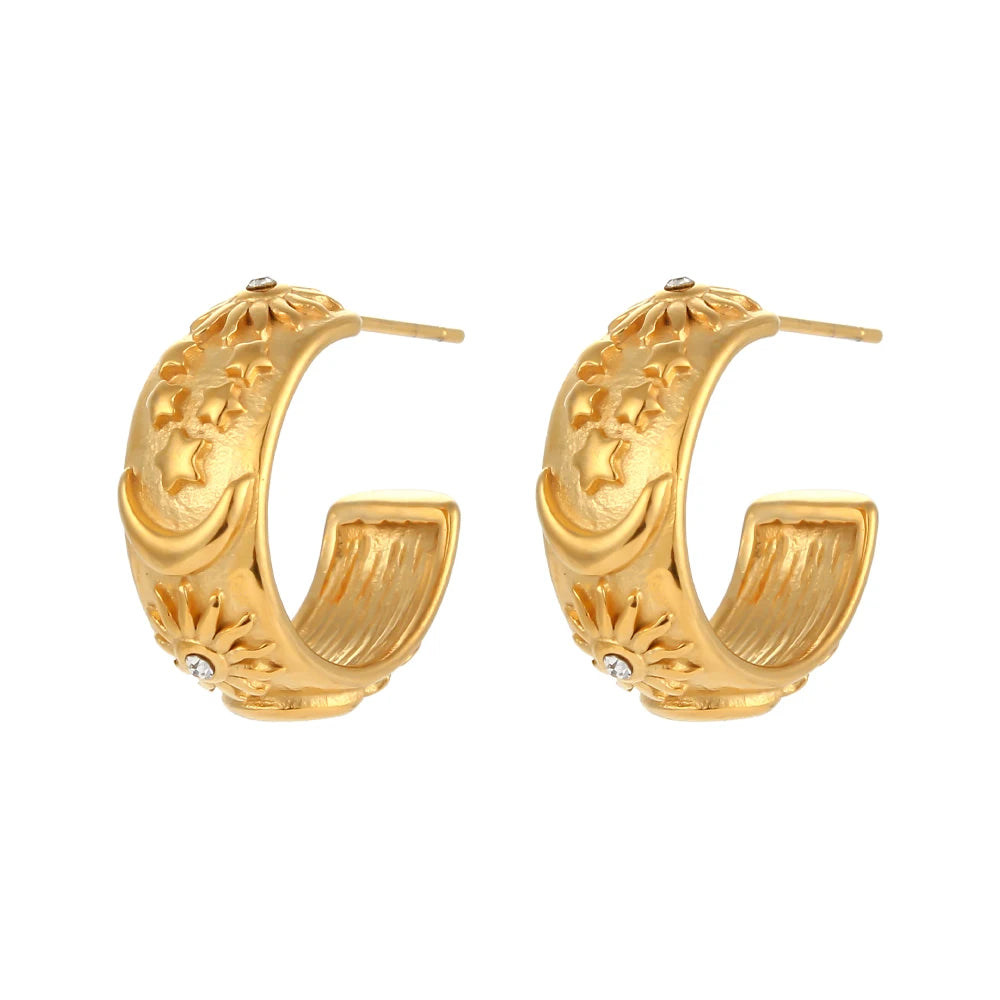 Moon and Star Chunky Earrings – MOON AND STAR JEWELLERY