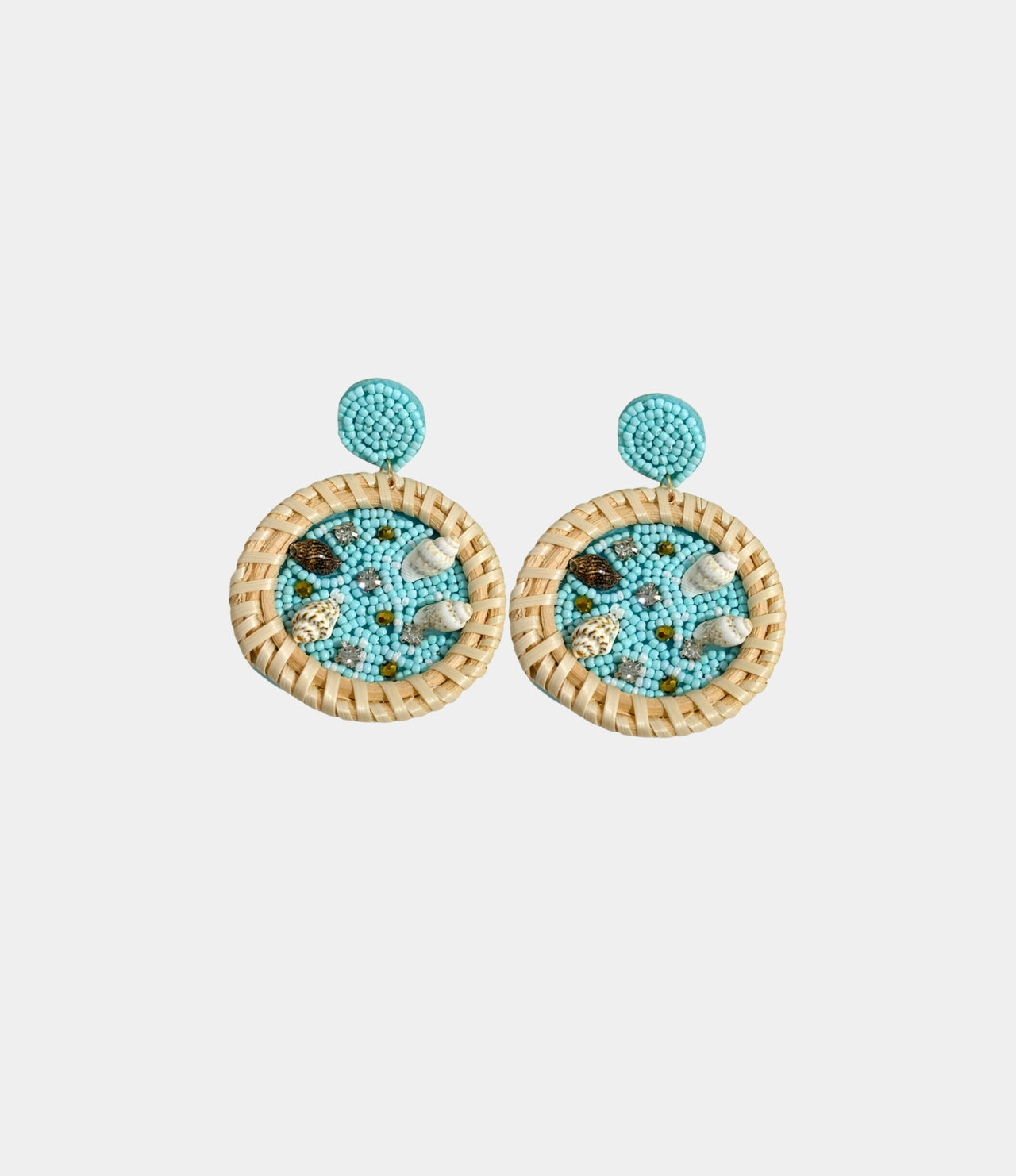 IBIZA BEADED SHELL BASKET EARRINGS