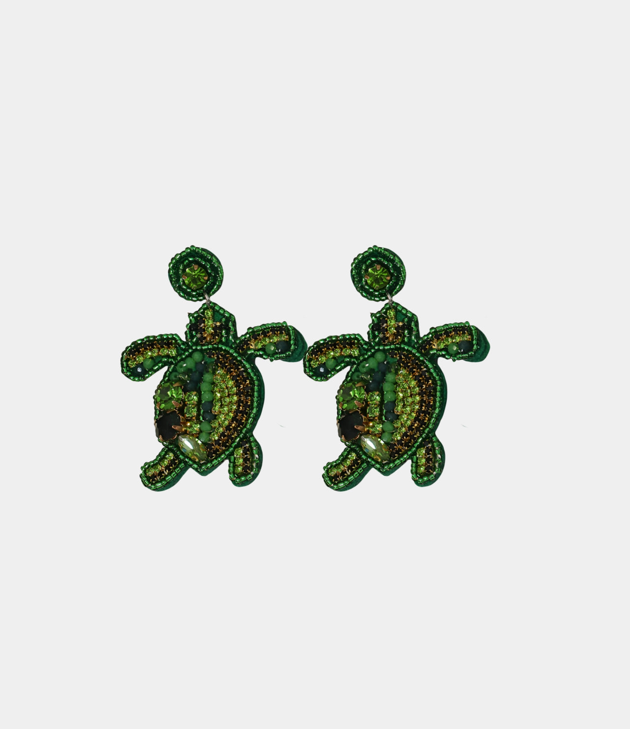 IBIZA BEADED TURTLE EARRINGS IN GREEN