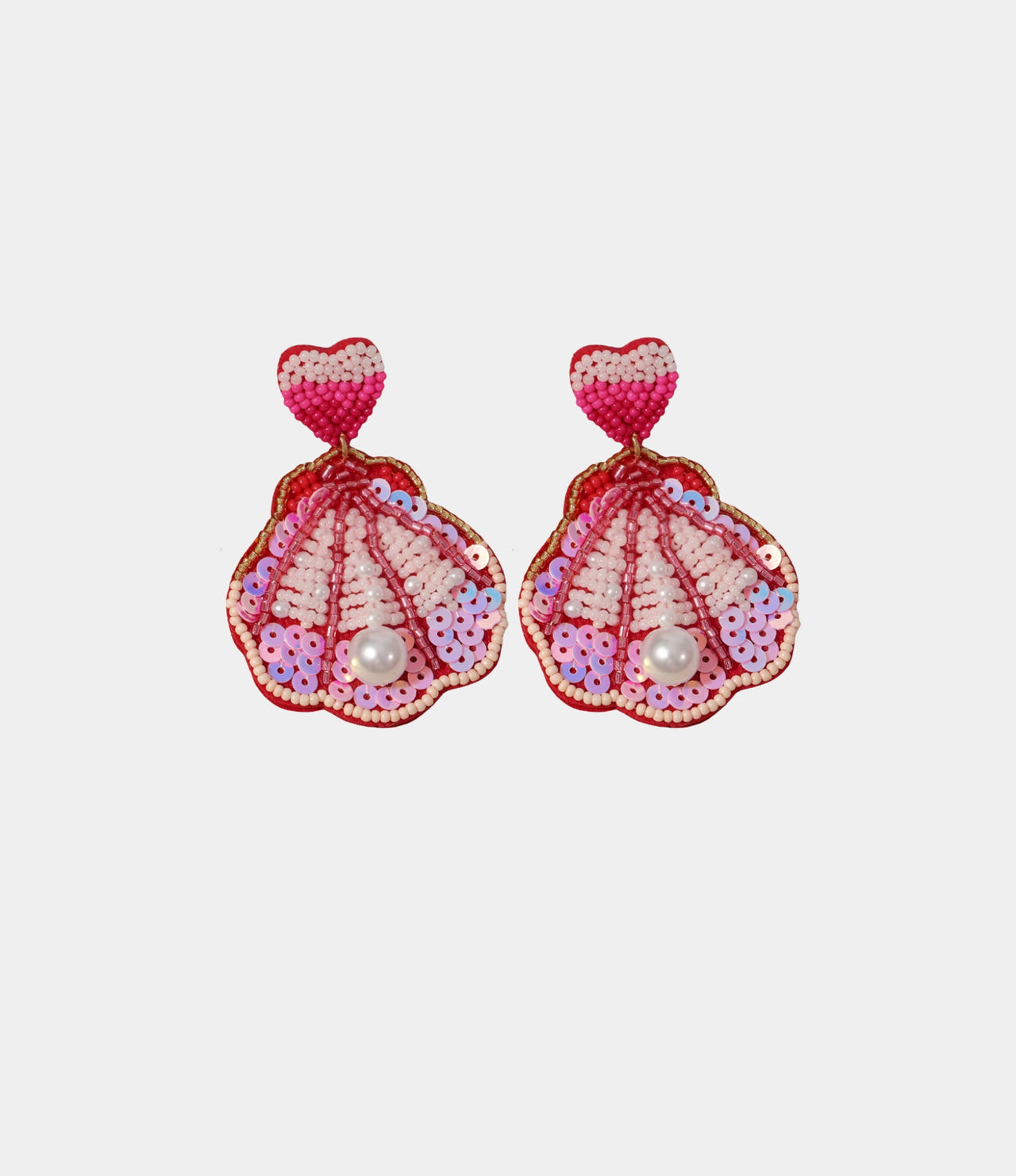 IBIZA BEADED SHELL EARRINGS IN PINK